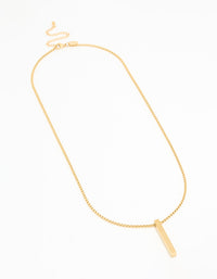 Waterproof Gold Plated Stainless Steel Rectangle Pendant Long Necklace - link has visual effect only
