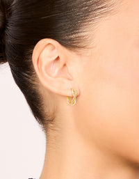 Gold Plated Cubic Zirconia Twisted Hoop Earrings - link has visual effect only