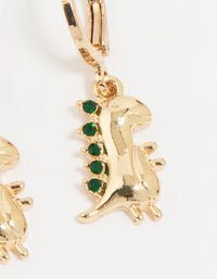 Gold Diamante Dinosaur Huggie Earrings - link has visual effect only