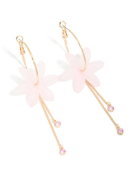 Gold Plated Flower Chain Diamante Drop Earrings - link has visual effect only
