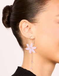 Gold Plated Flower Chain Diamante Drop Earrings - link has visual effect only