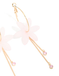 Gold Plated Flower Chain Diamante Drop Earrings - link has visual effect only