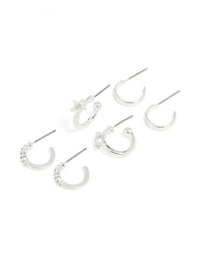 Silver Diamante Star & Smooth Hoop Earrings 3-Pack - link has visual effect only