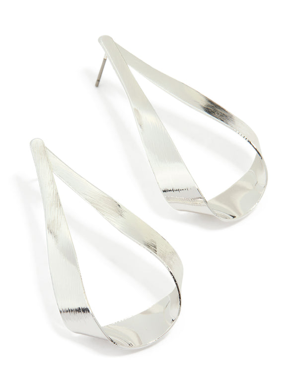 Silver Folded Drop Earrings