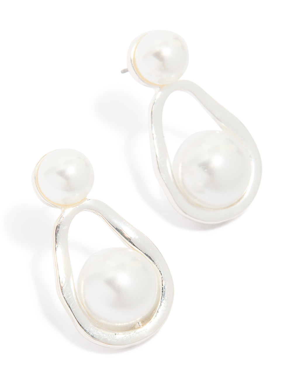 Silver Pearl Pear Drop Earrings