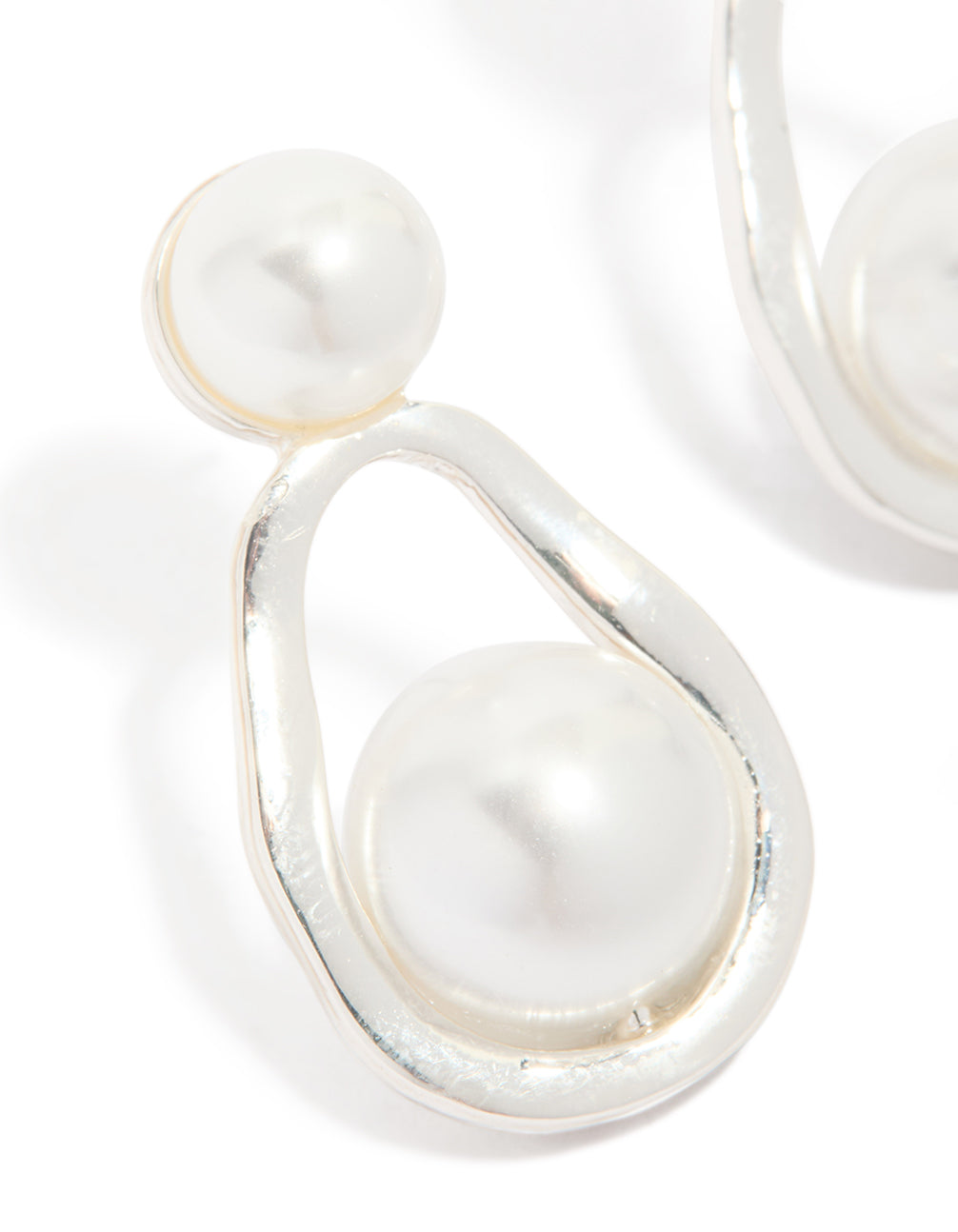Silver Pearl Pear Drop Earrings