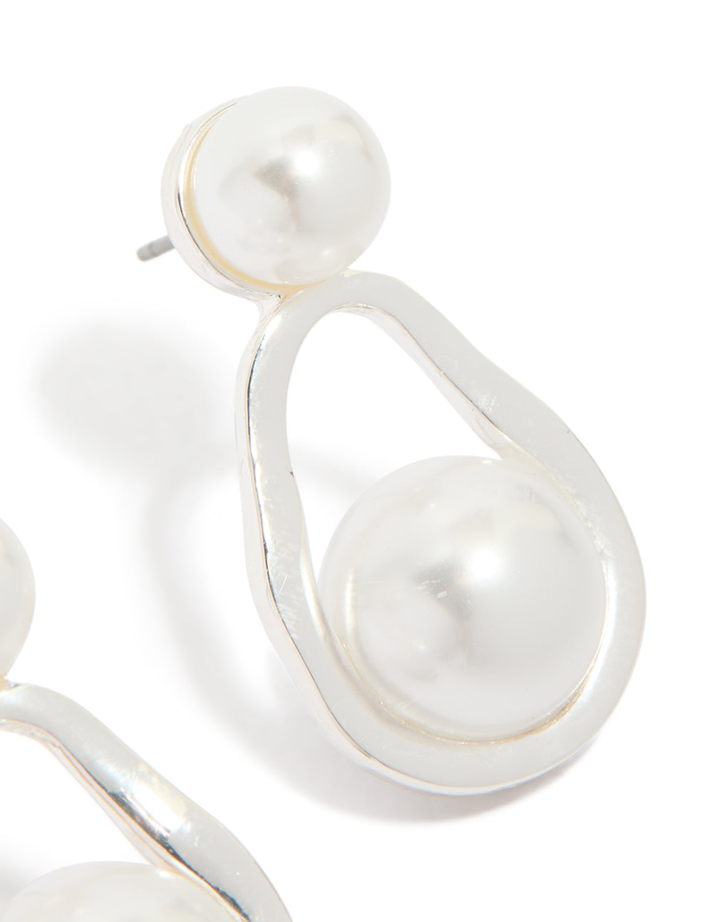 Silver Pearl Pear Drop Earrings