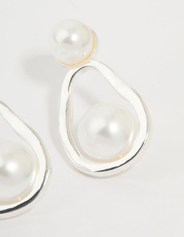 Silver Pearl Pear Drop Earrings