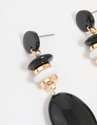 Gold Black Beaded Drop Earrings - link has visual effect only