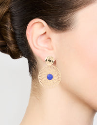 Gold Filigree & Blue Marble Center Drop Earrings - link has visual effect only