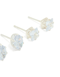 Silver Diamante Mixed Stud Earrings 3-Pack - link has visual effect only