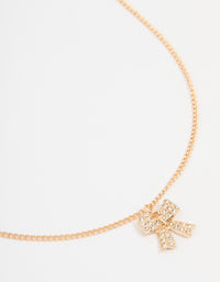 Gold Diamante Bow Necklace - link has visual effect only