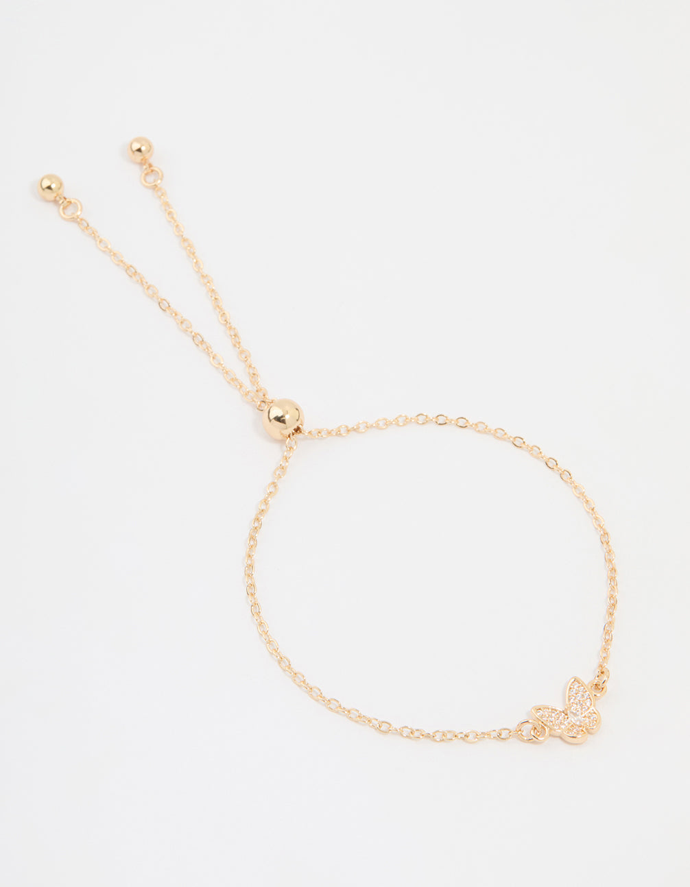 Gold Butterfly Cubic Zirconia Toggle Bracelet
