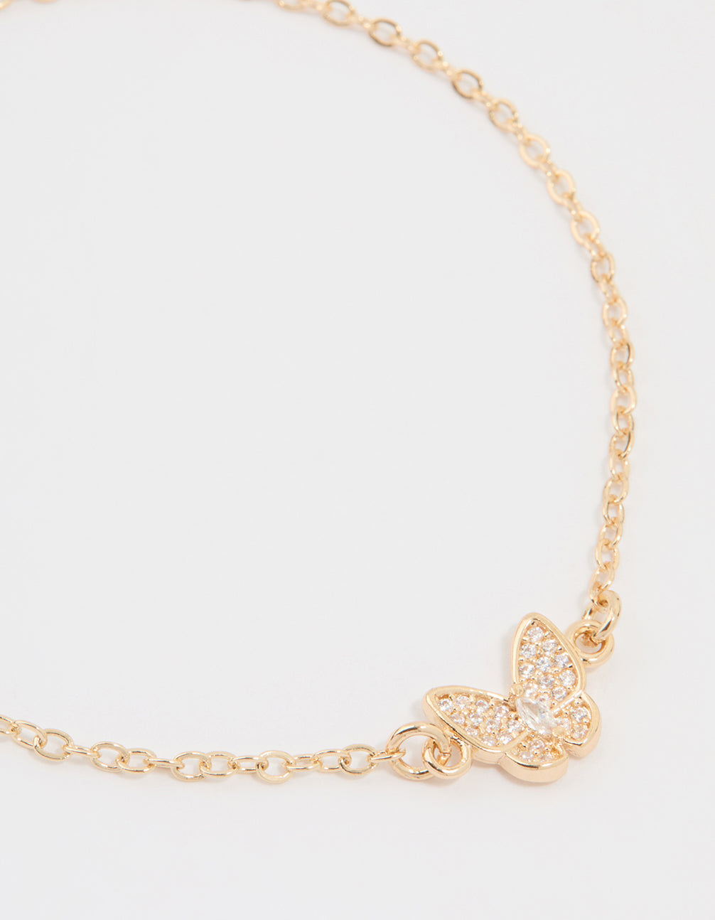Gold Butterfly Cubic Zirconia Toggle Bracelet