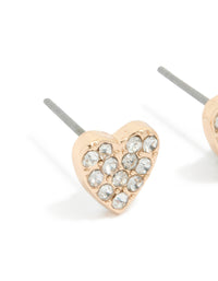 Gold Diamante Heart Stud Earrings - link has visual effect only