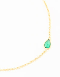 Gold Plated Green Cubic Zirconia Teardrop Bracelet - link has visual effect only