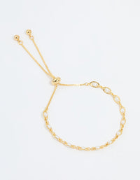 Gold Plated Pearl Twisted Toggle Bracelet - link has visual effect only