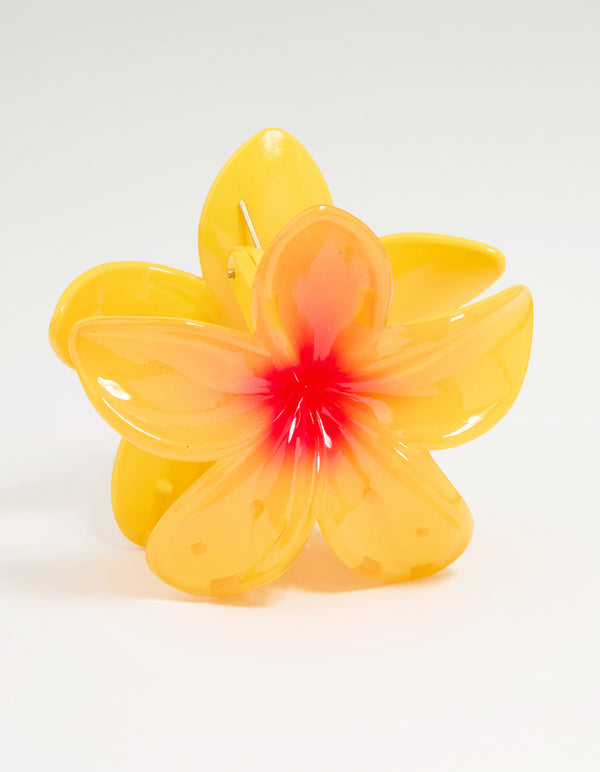 Yellow & Orange Ombre Frangipani Claw Clip
