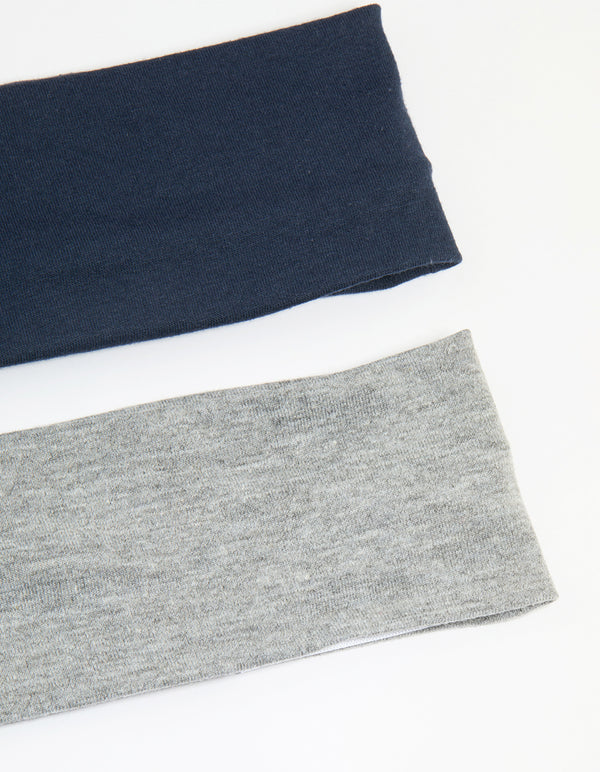 Navy & Grey Fabric Stretch Headbands 2-Pack