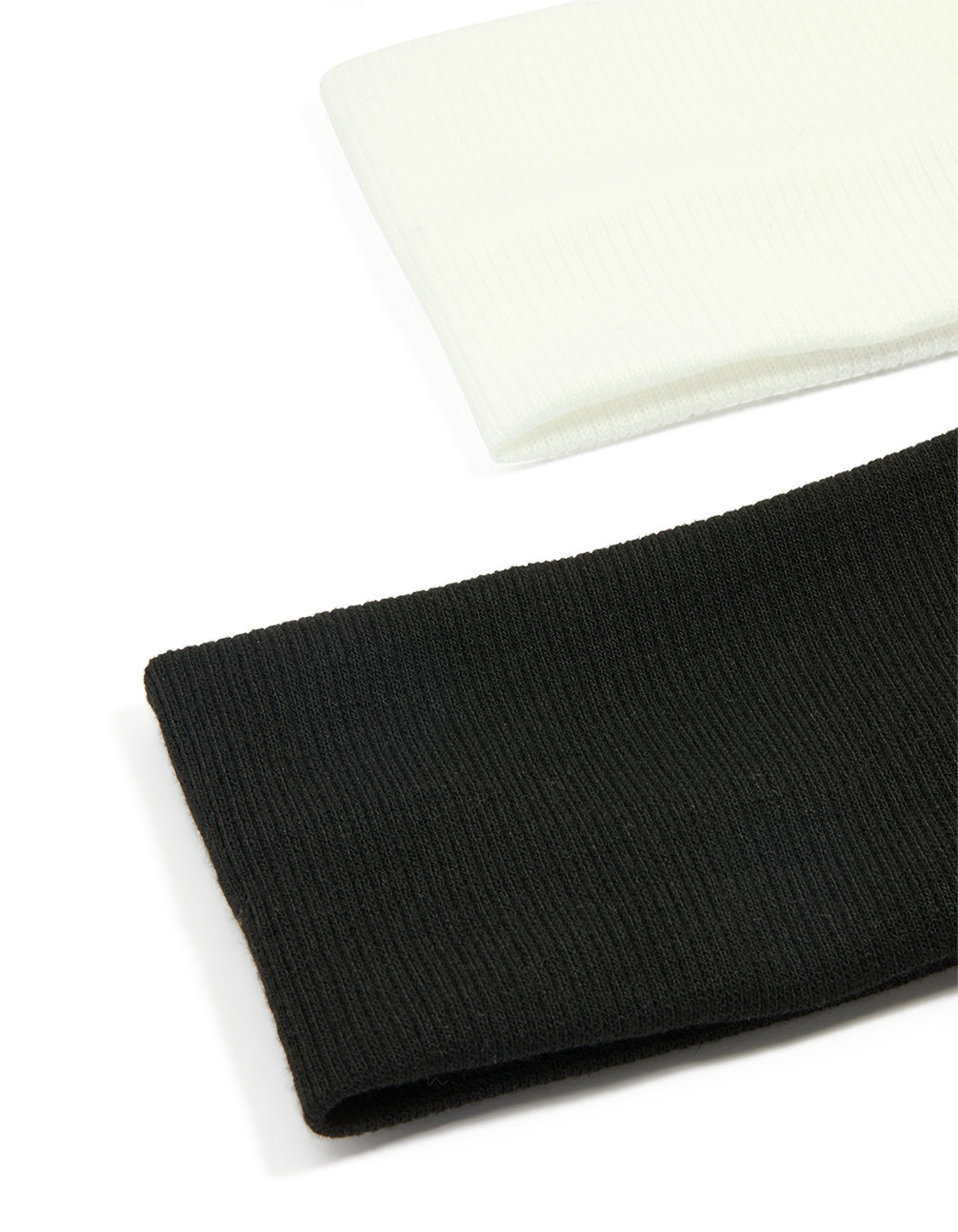 White & Black Ribbed Fabric Stretch Headbands 2-Pack