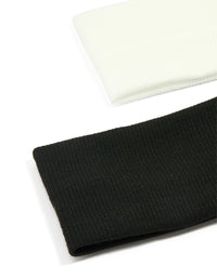White & Black Ribbed Fabric Stretch Headbands 2-Pack - link has visual effect only