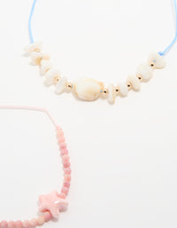 Gold Beaded Rope Shell & Fish Anklets 3-Pack - link has visual effect only