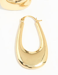 Gold Plated Oval Hoop Earrings - link has visual effect only