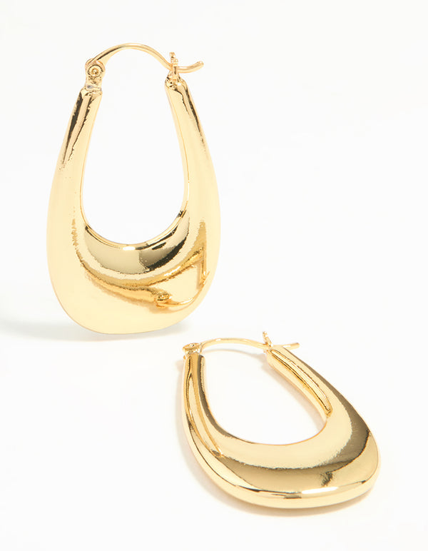 Gold Plated Oval Hoop Earrings