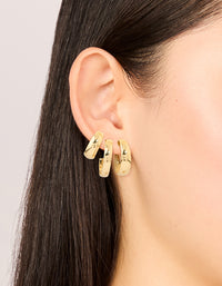 Gold Plated Smooth Hoop Earrings 3-Pack - link has visual effect only
