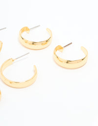 Gold Plated Smooth Hoop Earrings 3-Pack - link has visual effect only