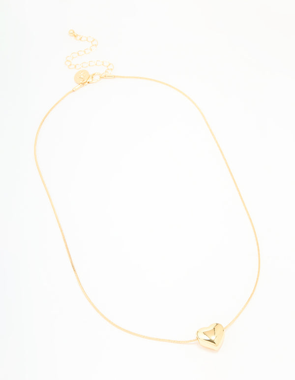 Gold Plated Heart Pendant Necklace