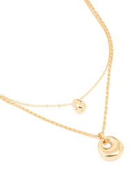 Gold Plated Organic Oval Layered Necklace - link has visual effect only