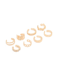 Gold Plated Thin Mixed Ear Cuffs 8-Pack - link has visual effect only