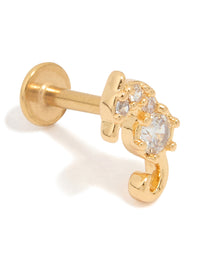 Gold Plated Surgical Steel Cubic Zirconia Seahorse Flat Back Stud - link has visual effect only