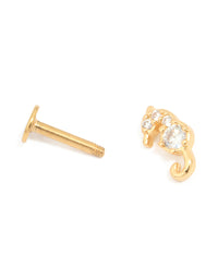 Gold Plated Surgical Steel Cubic Zirconia Seahorse Flat Back Stud - link has visual effect only