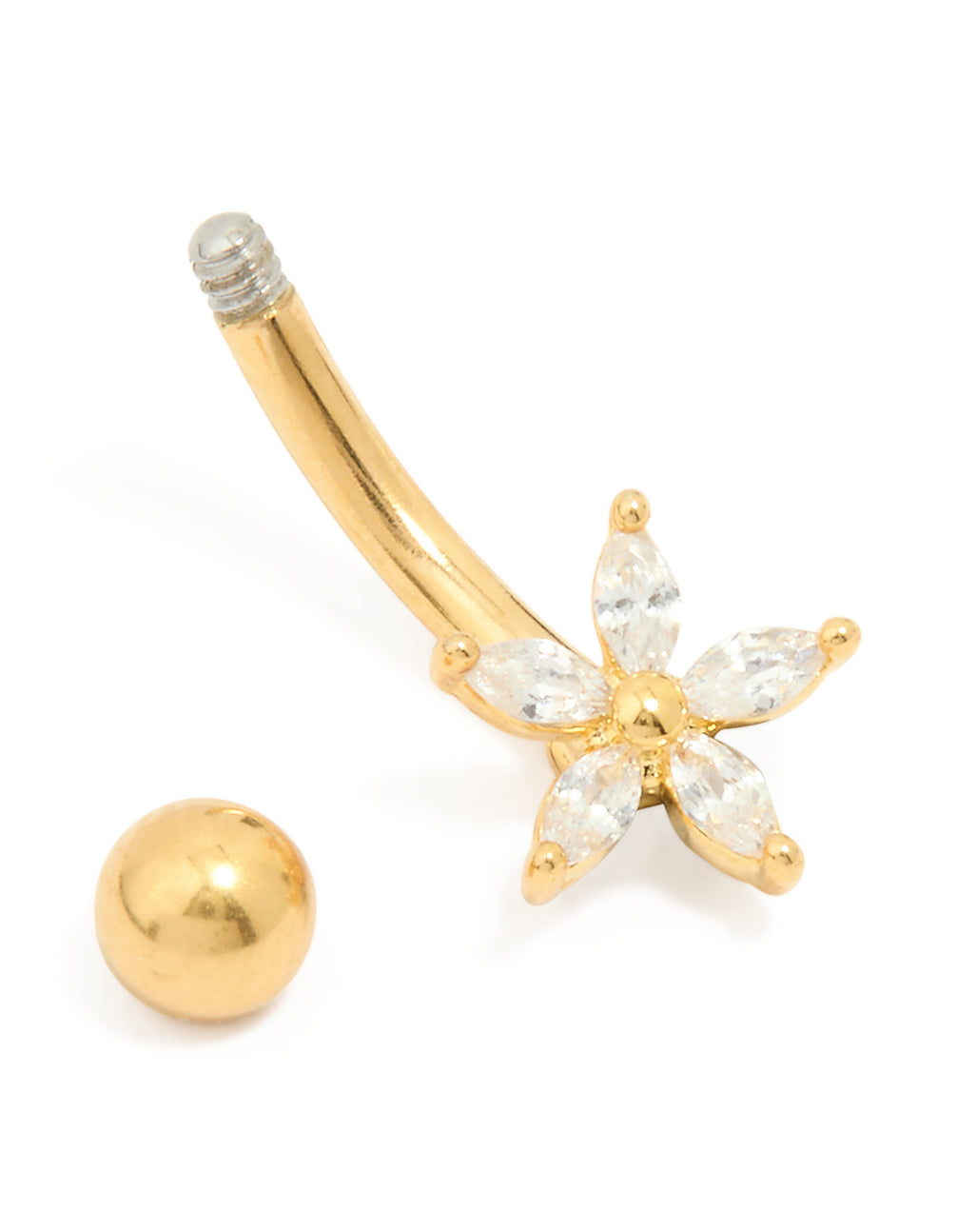 Gold Plated Surgical Steel Cubic Zirconia Star Belly Bar