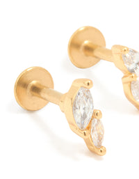 Gold Plated Titanium Cubic Zirconia Leaf Flat Back Studs - link has visual effect only