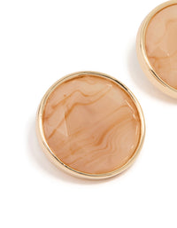 Gold Stone Circle Stud Earrings - link has visual effect only