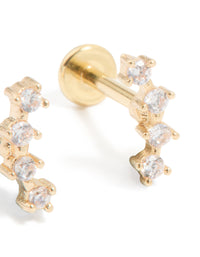 Gold Plated Surgical Steel Cubic Zirconia Flat Back Studs 2-Pack - link has visual effect only