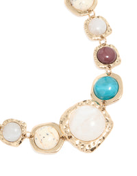 Organic Neutral & Turquoise Stone Necklace - link has visual effect only