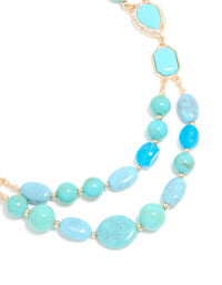 Blue Acrylic Beaded Layered Necklace - link has visual effect only