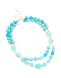 Blue Acrylic Beaded Layered Necklace - link has visual effect only