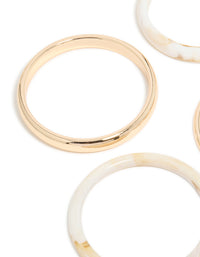 Gold & White Acrylic Marble Thin Bangles 4-Pack - link has visual effect only