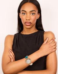 Gold Multicoloured Organic Stones Bracelet - link has visual effect only