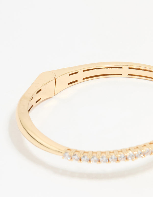 Gold Diamante Hinge Bangle