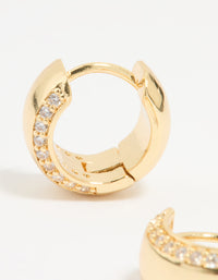 Gold Plated Cubic Zirconia Outline Bold Huggie Earrings - link has visual effect only