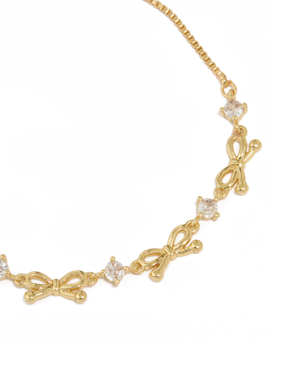 Gold Plated Cubic Zirconia Bow Toggle Bracelet