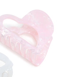 White & Pink Acrylic Small Heart Claw Clips 2-Pack - link has visual effect only