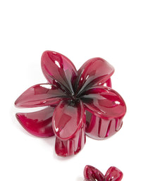 Burgundy Ombre Tropical Frangipani Flower Claw Clips 3-Pack - link has visual effect only