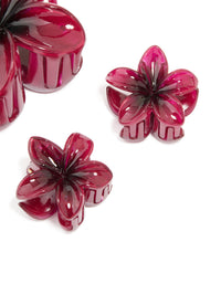 Burgundy Ombre Tropical Frangipani Flower Claw Clips 3-Pack - link has visual effect only
